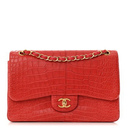Chanel Matte Alligator Jumbo Double Flap Red 1 of 14