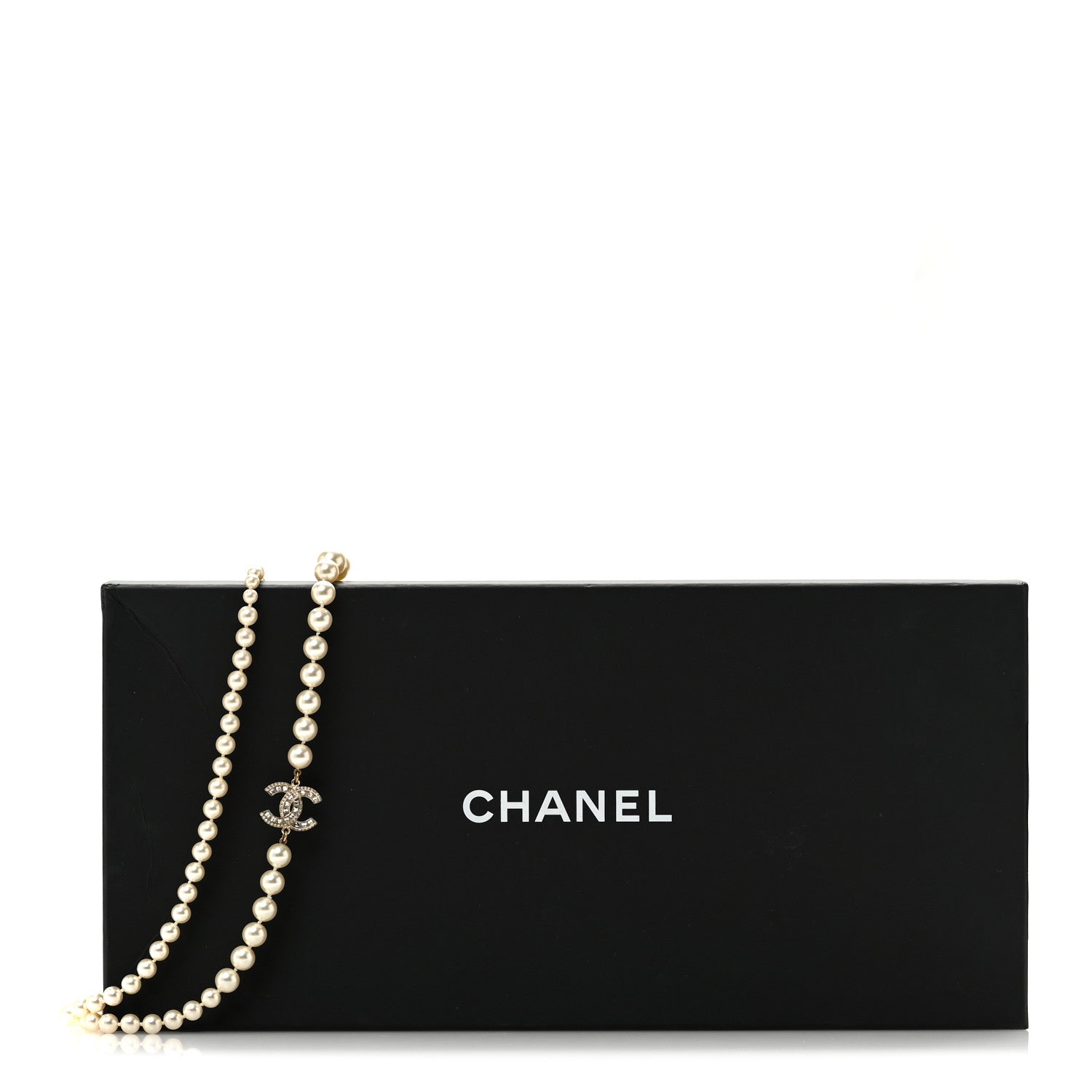 Chanel Pearl Baguette Crystal CC Long Necklace Gold 6 of 6
