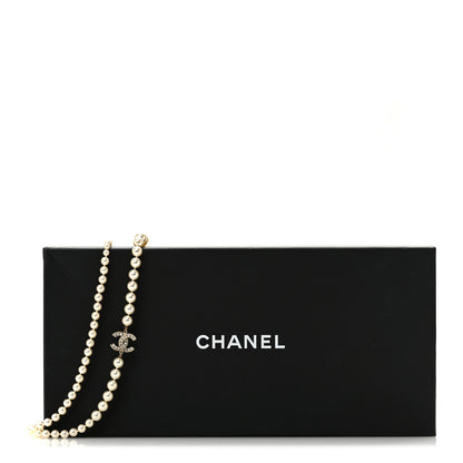 Chanel Pearl Baguette Crystal CC Long Necklace Gold 6 of 6