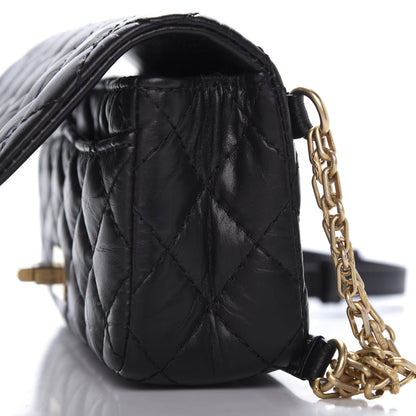 Chanel Aged Calfskin Quilted 2.55 Reissue Chain Waist Bag Black 12 of 14
