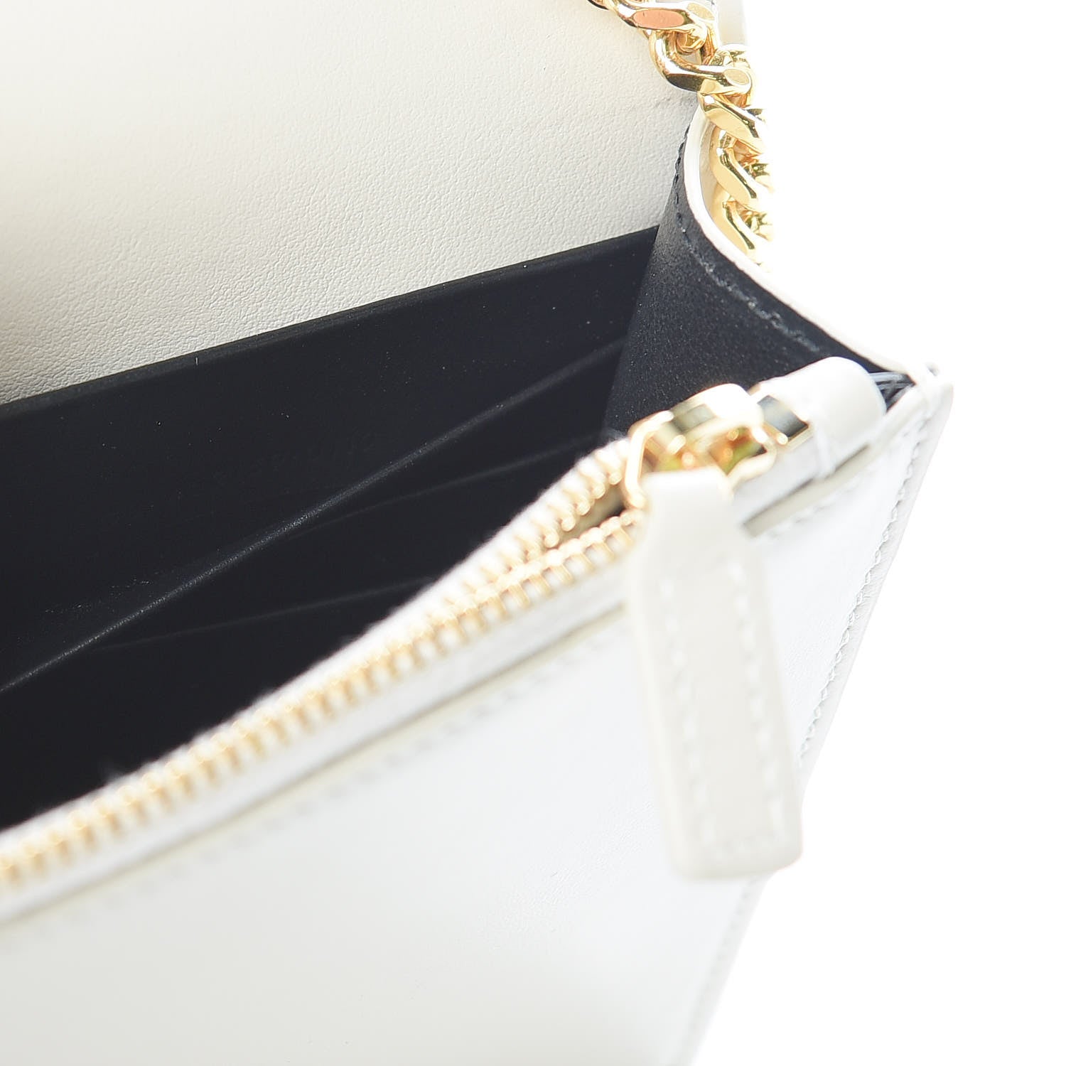 Saint Laurent Calfskin Star Print Monogram Kate Tassel Chain Wallet White Gold 8 of 11