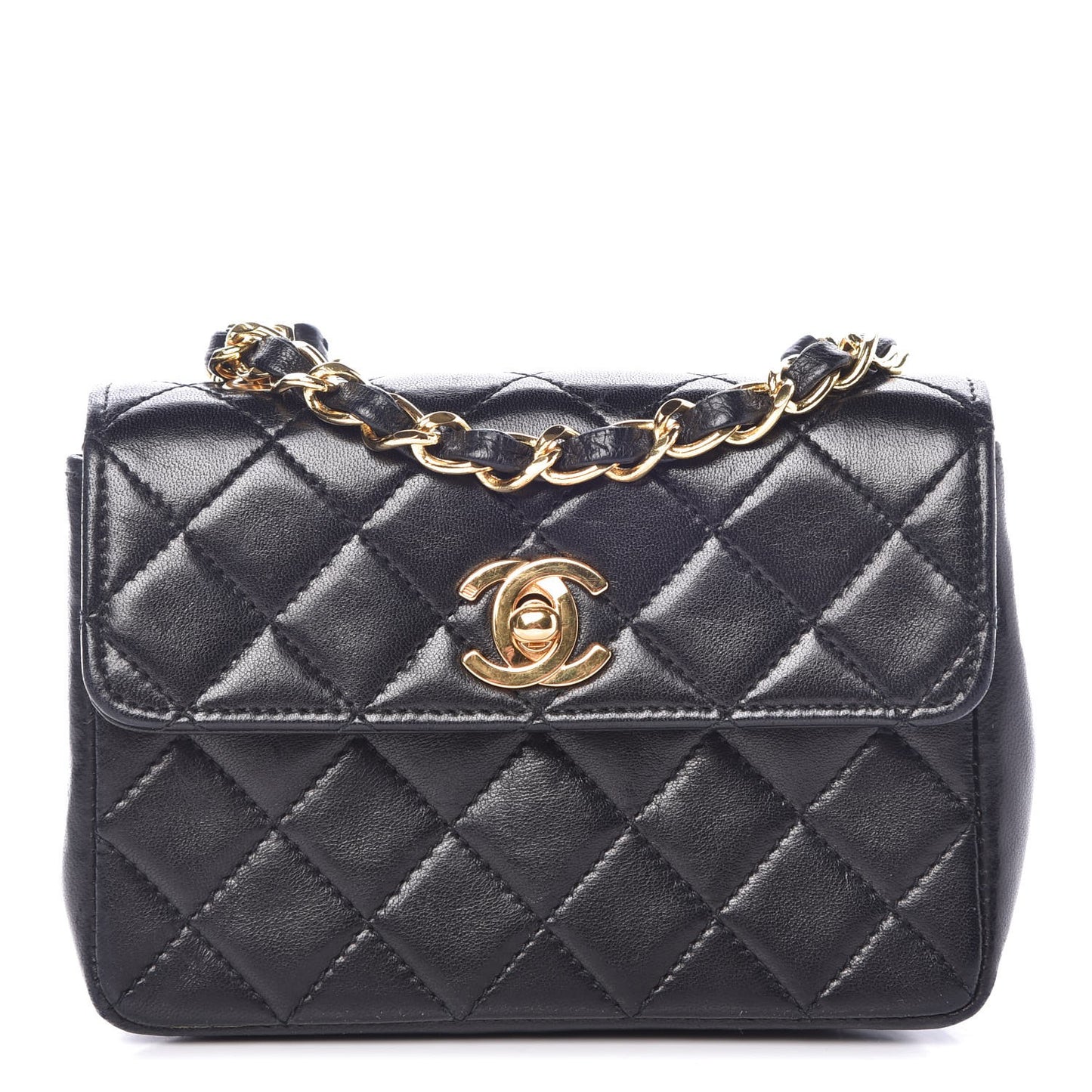 Lambskin Quilted Extra Mini Flap Black