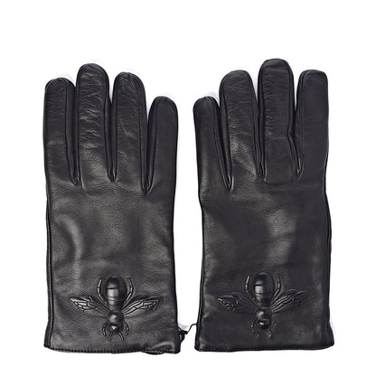 Gucci Nappa Bee Embossed Gloves 9 Medium Black 1 of 4