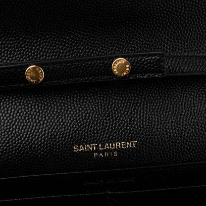 Saint Laurent Grain De Poudre Matelasse Chevron Monogram Chain Wallet Black 7 of 11