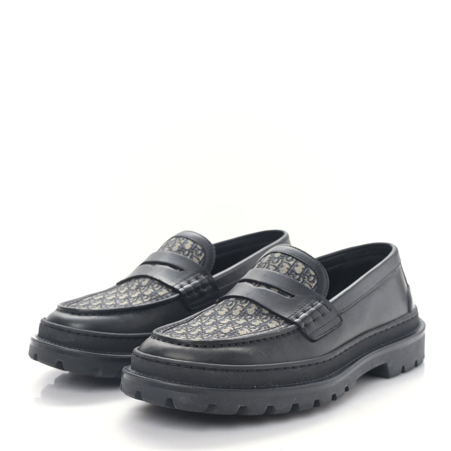 Christian Dior Calfskin Oblique Explorer Loafers 39 Beige Black 3 of 8