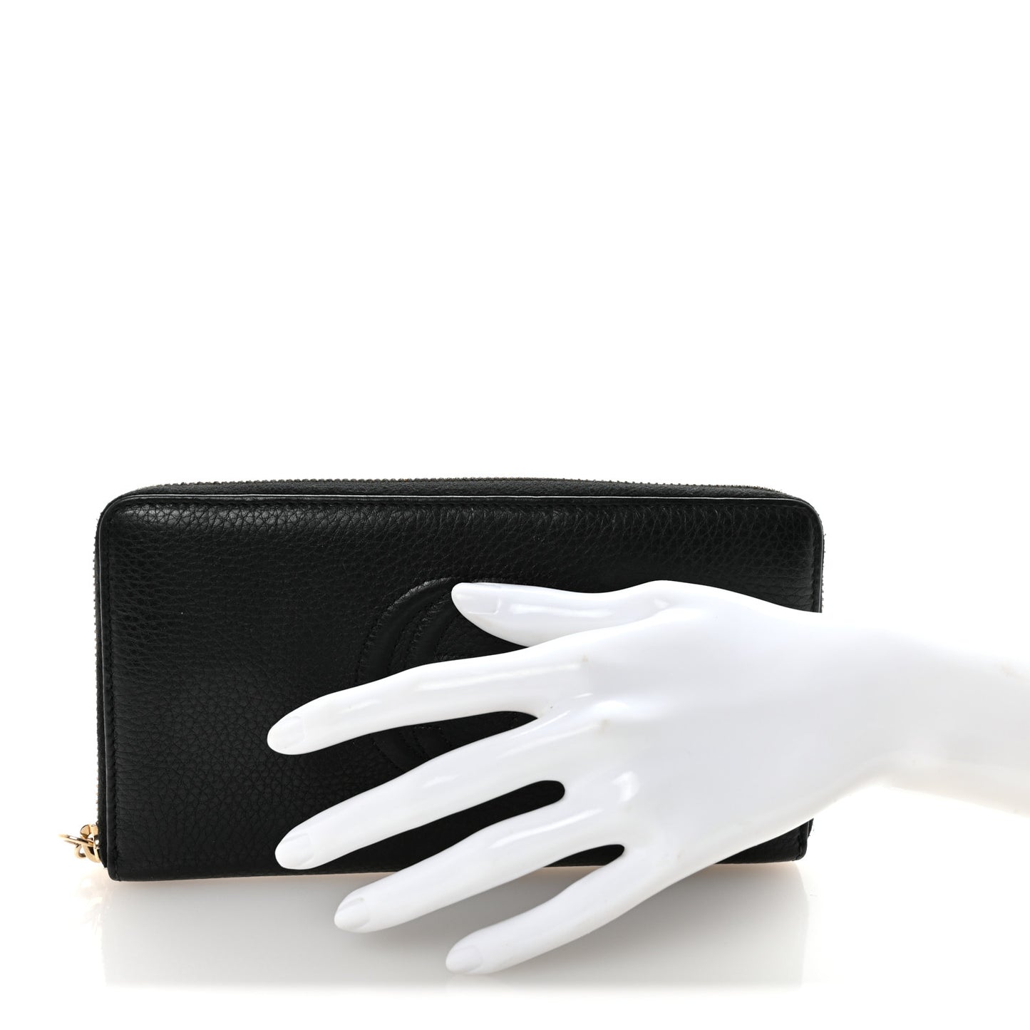 Pebbled Calfskin Soho Zip Around Wallet Black