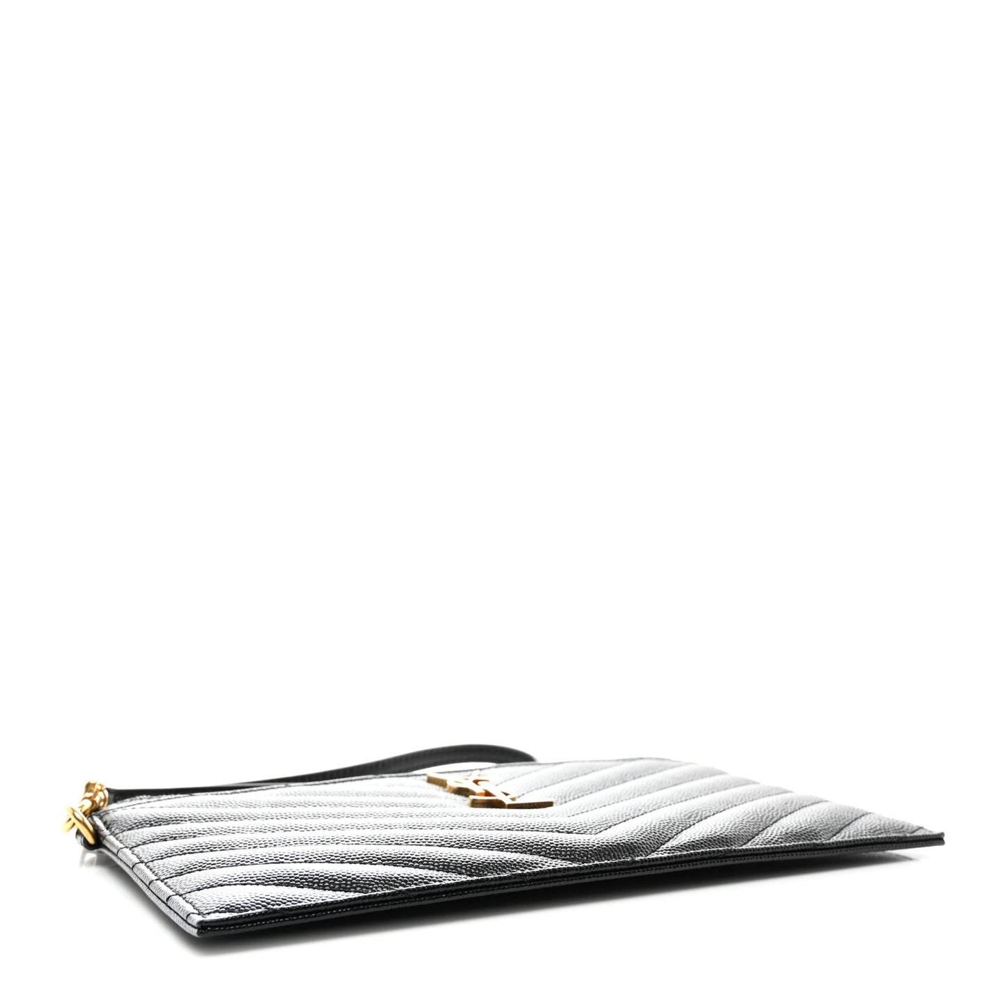 Grain De Poudre Chevron Monogram Large Bill Pouch Black