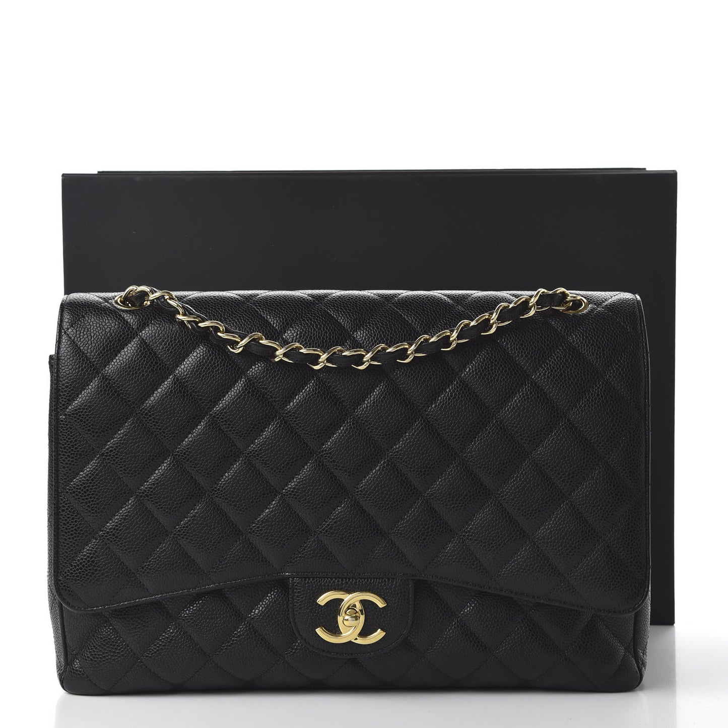 Caviar Quilted Maxi Double Flap Black
