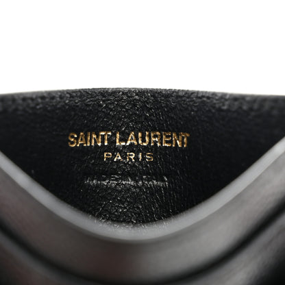 Saint Laurent Grain De Poudre Matelasse Chevron Monogram Credit Card Case Black 6 of 8
