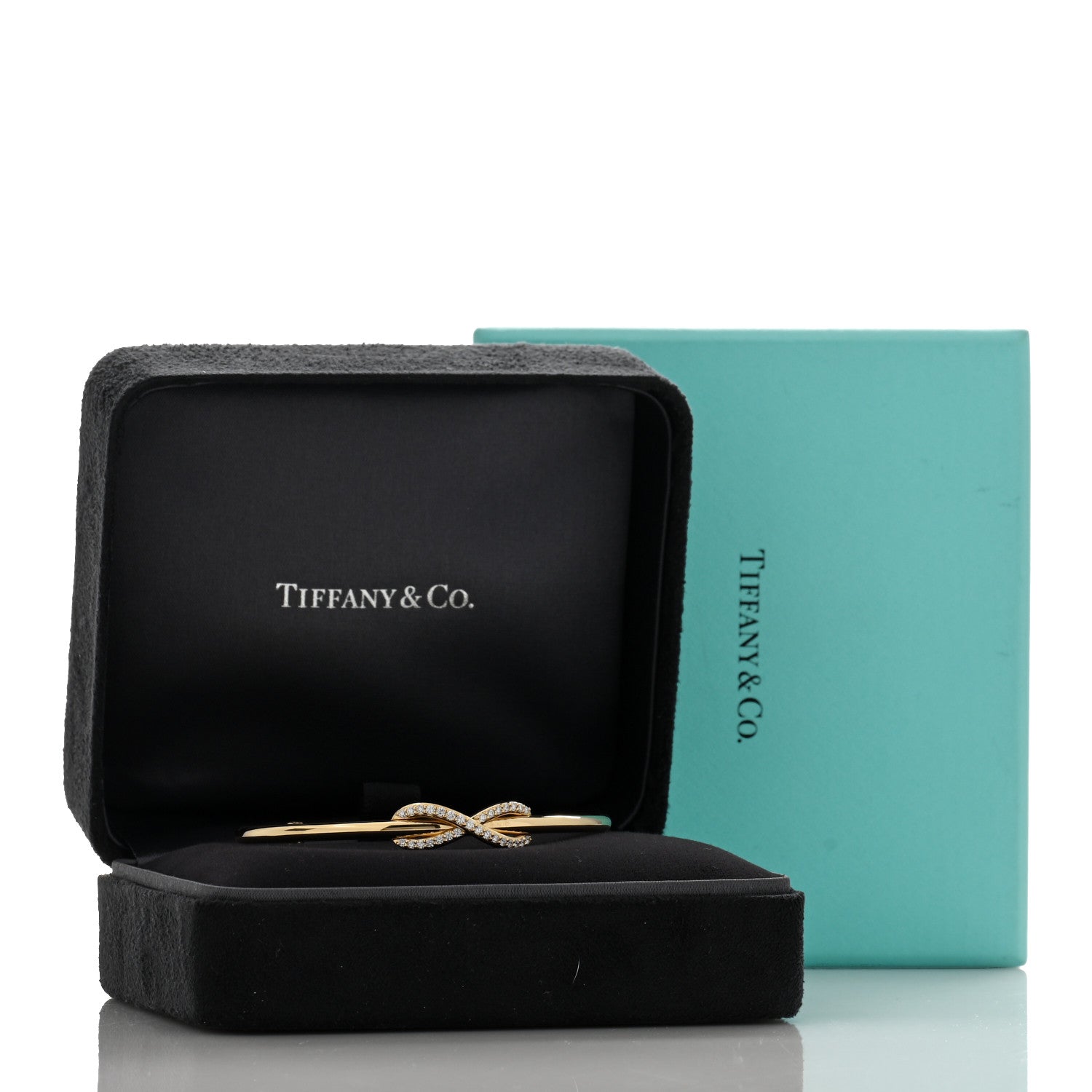 Tiffany 18K Yellow Gold Diamond Infinity Cuff Bracelet 4 of 4