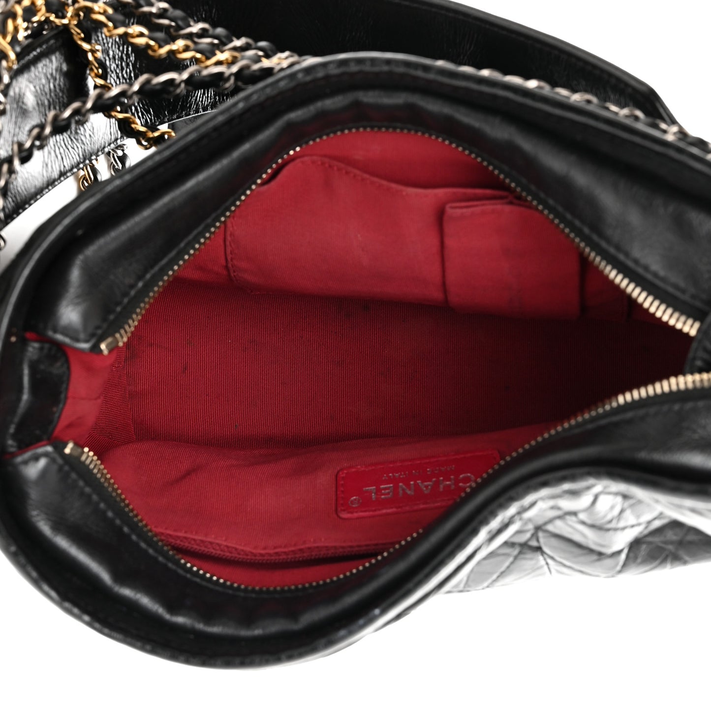 Aged Calfskin Quilted Small Gabrielle Logo Hobo Black