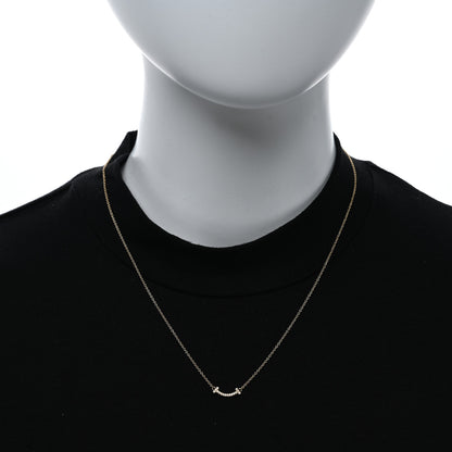 Tiffany 18K Yellow Gold Diamond Mini T Smile Pendant Necklace 2 of 5