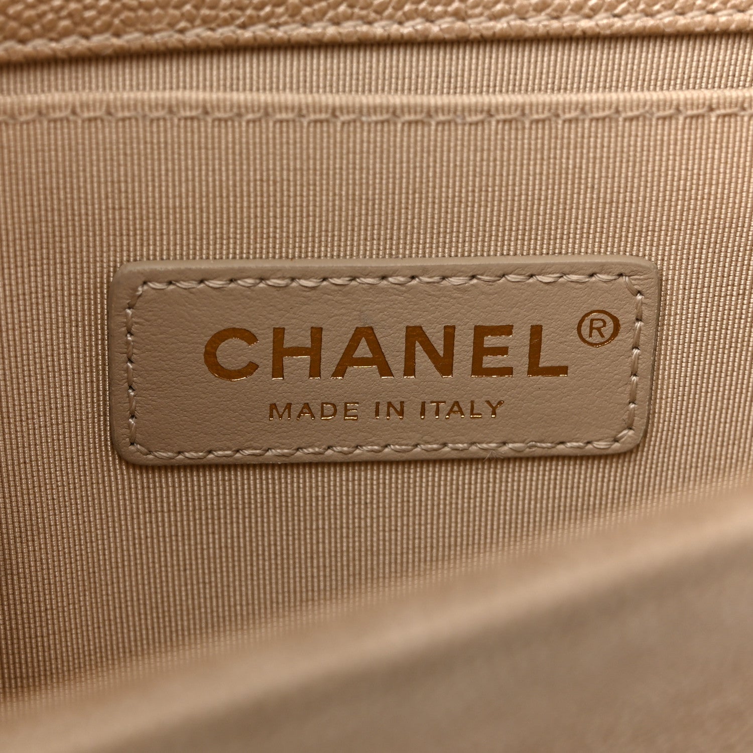 Chanel Iridescent Caviar Chevron Quilted Small Boy Flap Beige 10 of 21
