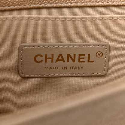 Chanel Iridescent Caviar Chevron Quilted Small Boy Flap Beige 10 of 21