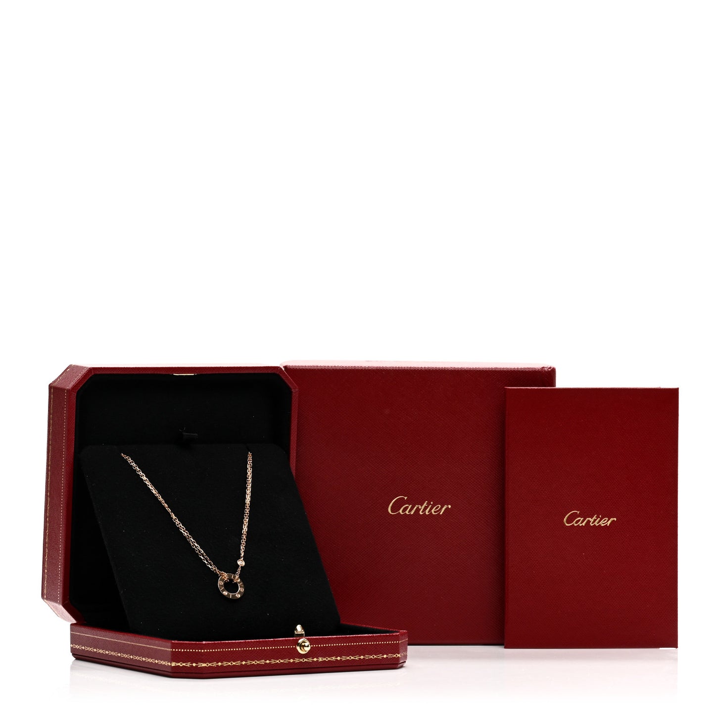 18K Pink Gold 2 Diamond LOVE Necklace