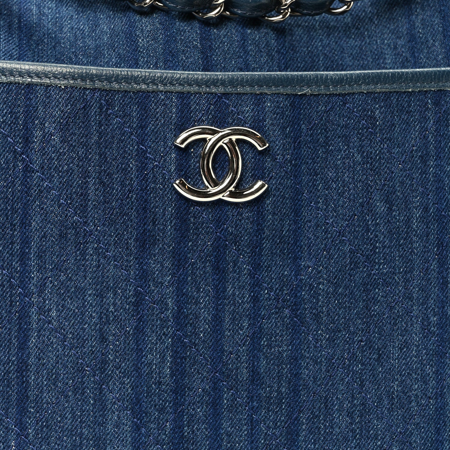 Chanel Denim Quilted Jungle Stroll Hobo Blue 8 of 10