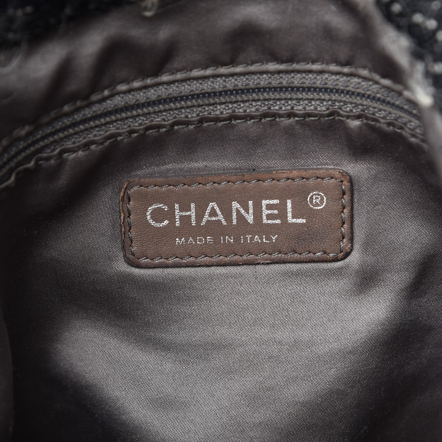 Chanel Tweed Lambskin Drawstring Tweedy Tote Black 6 of 9