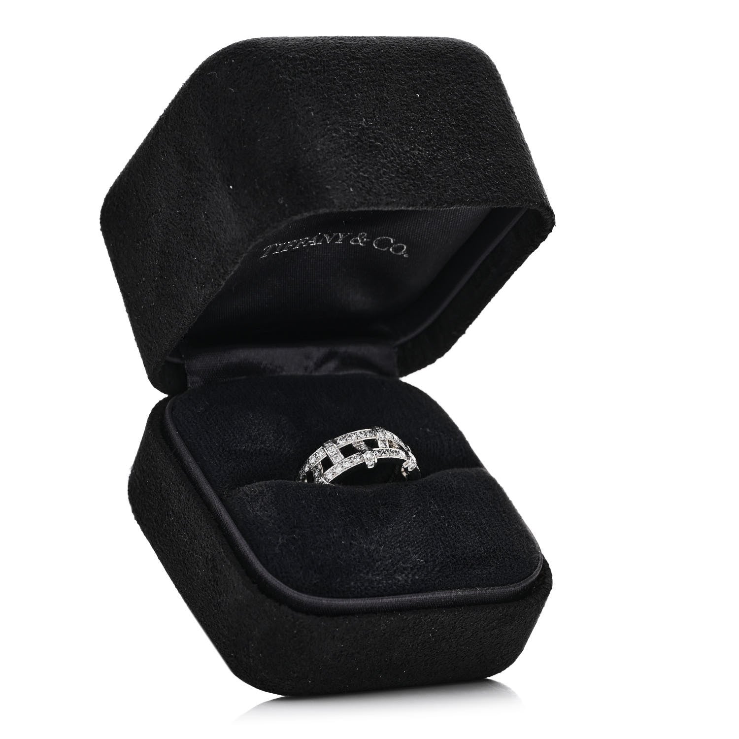 Tiffany Platinum Diamond Weave Band Ring 54 7 6 of 6