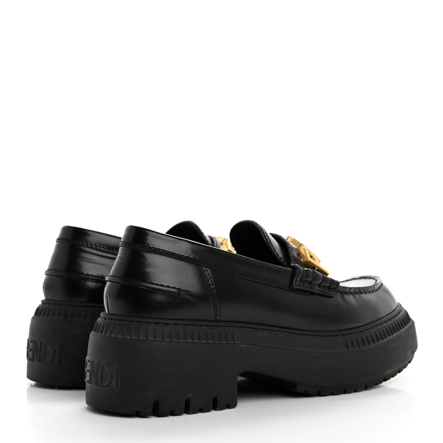 Vitello Abrasivato Fendigraphy 50mm Loafers 36 Black