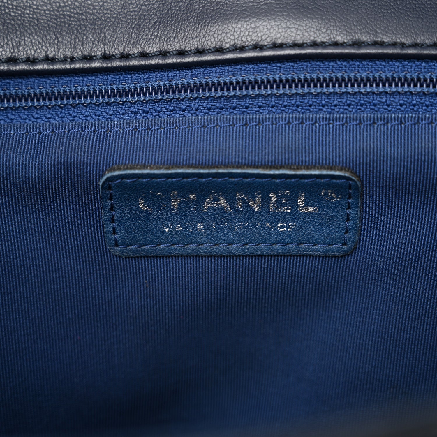Chanel Lambskin Chevron Quilted Single Flap Navy Blue 6 of 12