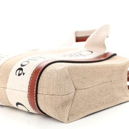 Chloe Cotton Calfskin Mini Woody Ribbon Tote White Brown 9 of 9