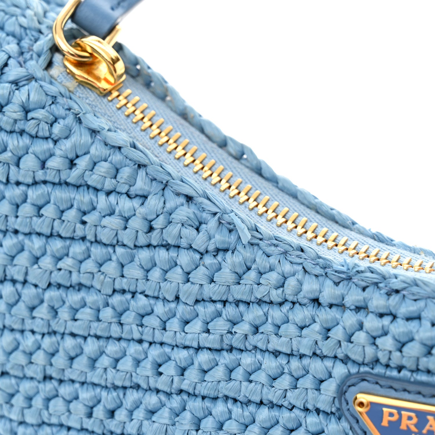 Prada Yarn Raffia Effect Crochet Re-Edition 2005 Shoulder Bag Celeste 11 of 11