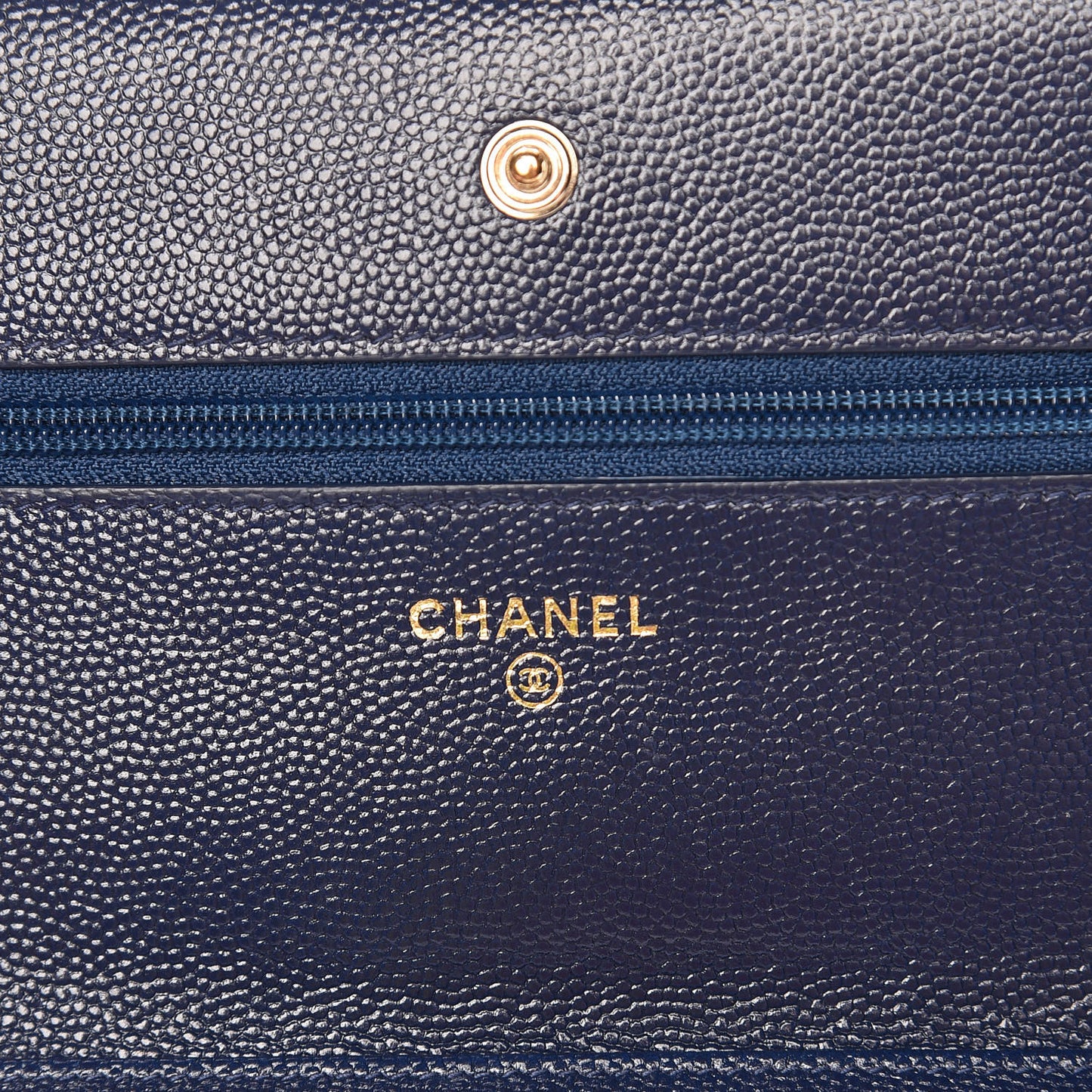 Caviar Quilted Wallet On Chain WOC Navy Blue
