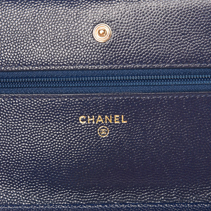 Chanel Caviar Quilted Wallet On Chain WOC Navy Blue 6 of 9