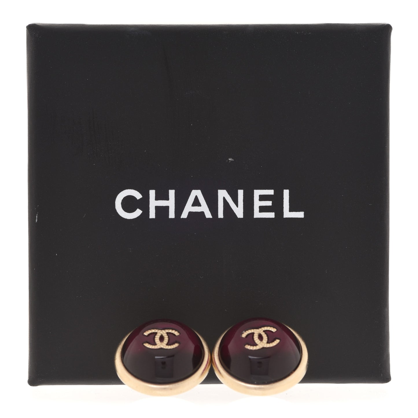 Gripoix CC Stud Earrings Red Gold
