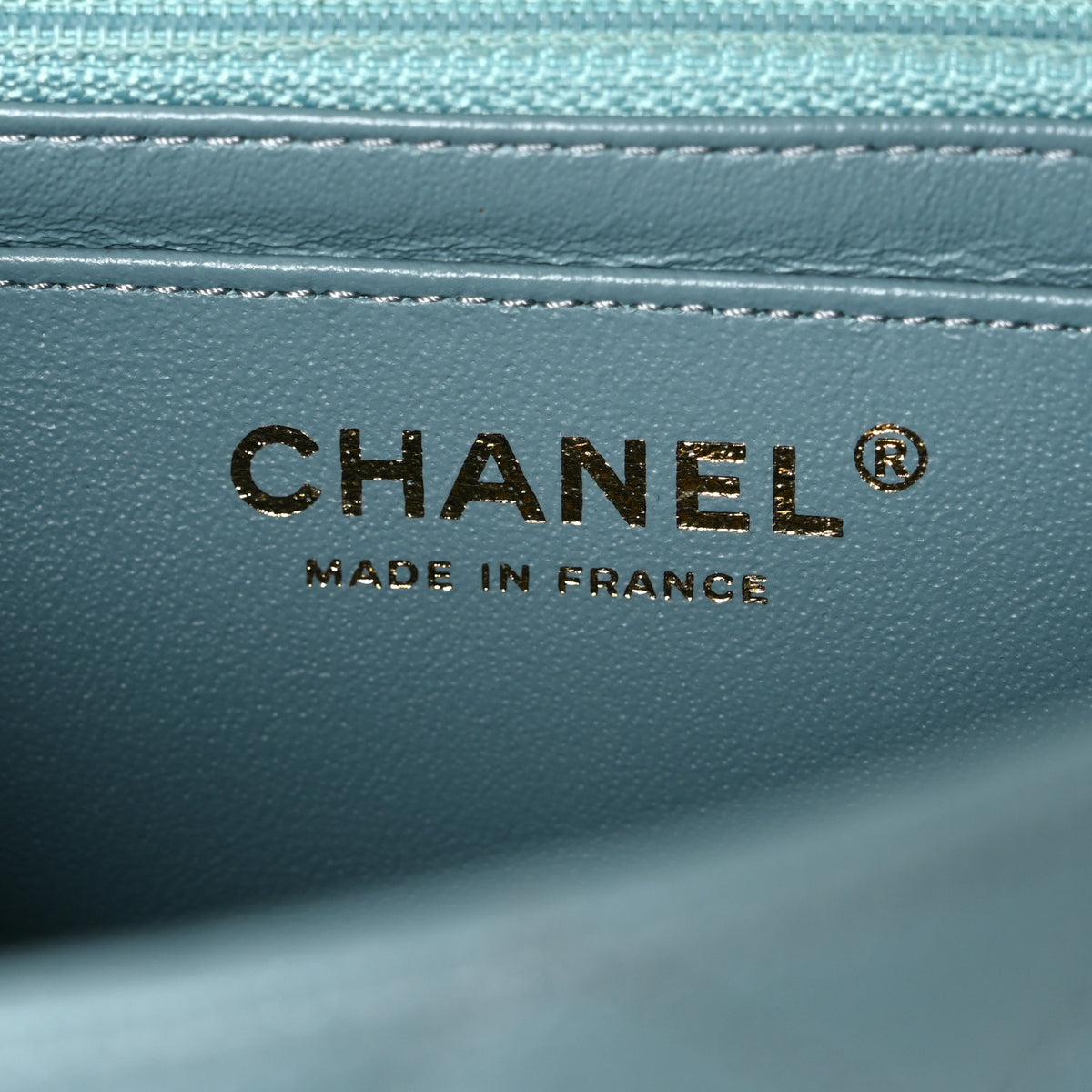 Caviar Quilted Mini Rectangular Flap Blue