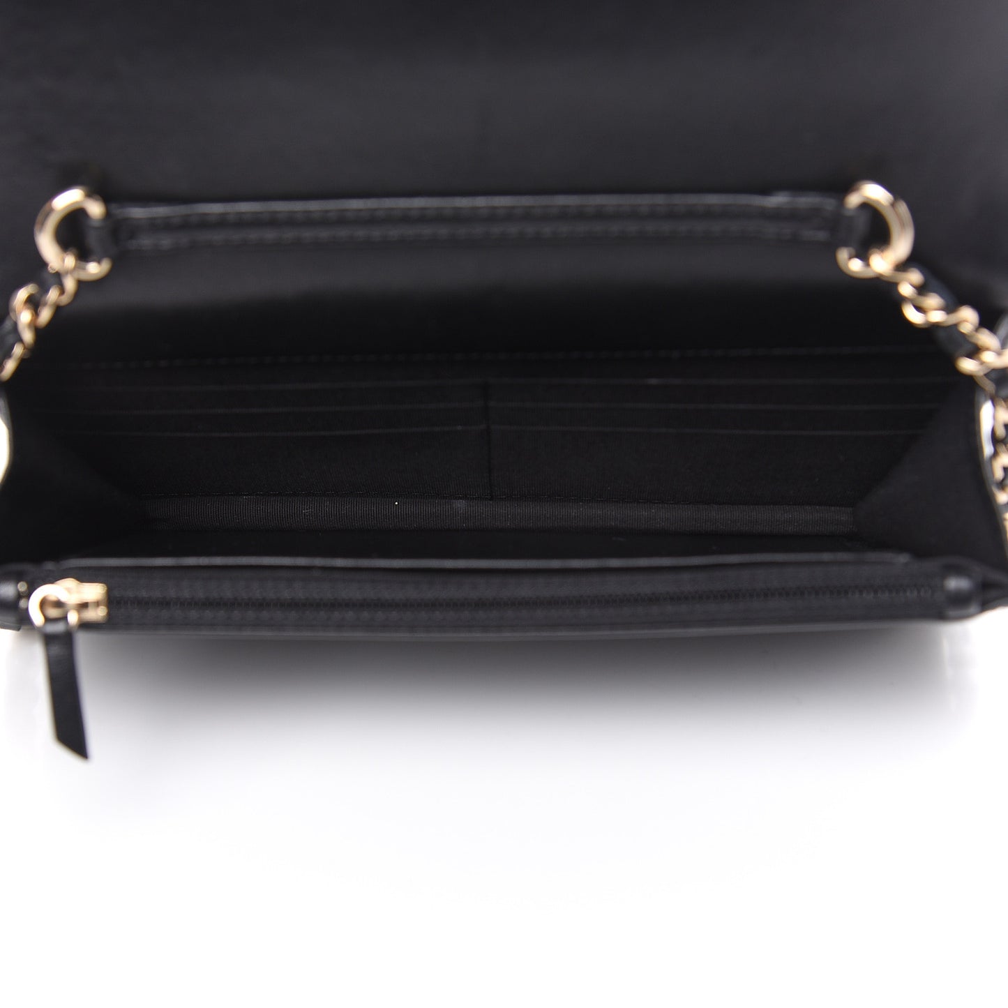 Lambskin Quilted Pearl Wallet On Chain WOC Black