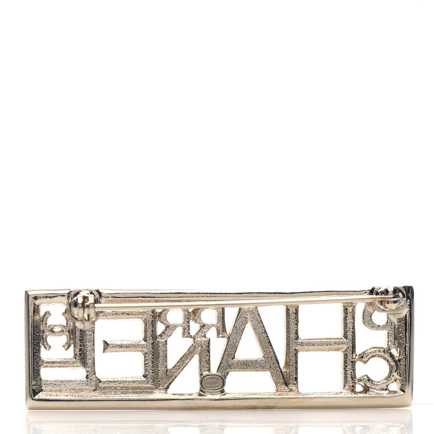 x Pharrell Williams Crystal Logo Brooch Gold