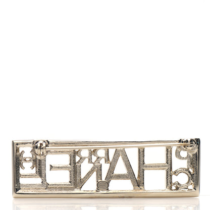 Chanel x Pharrell Williams Crystal Logo Brooch Gold 3 of 4