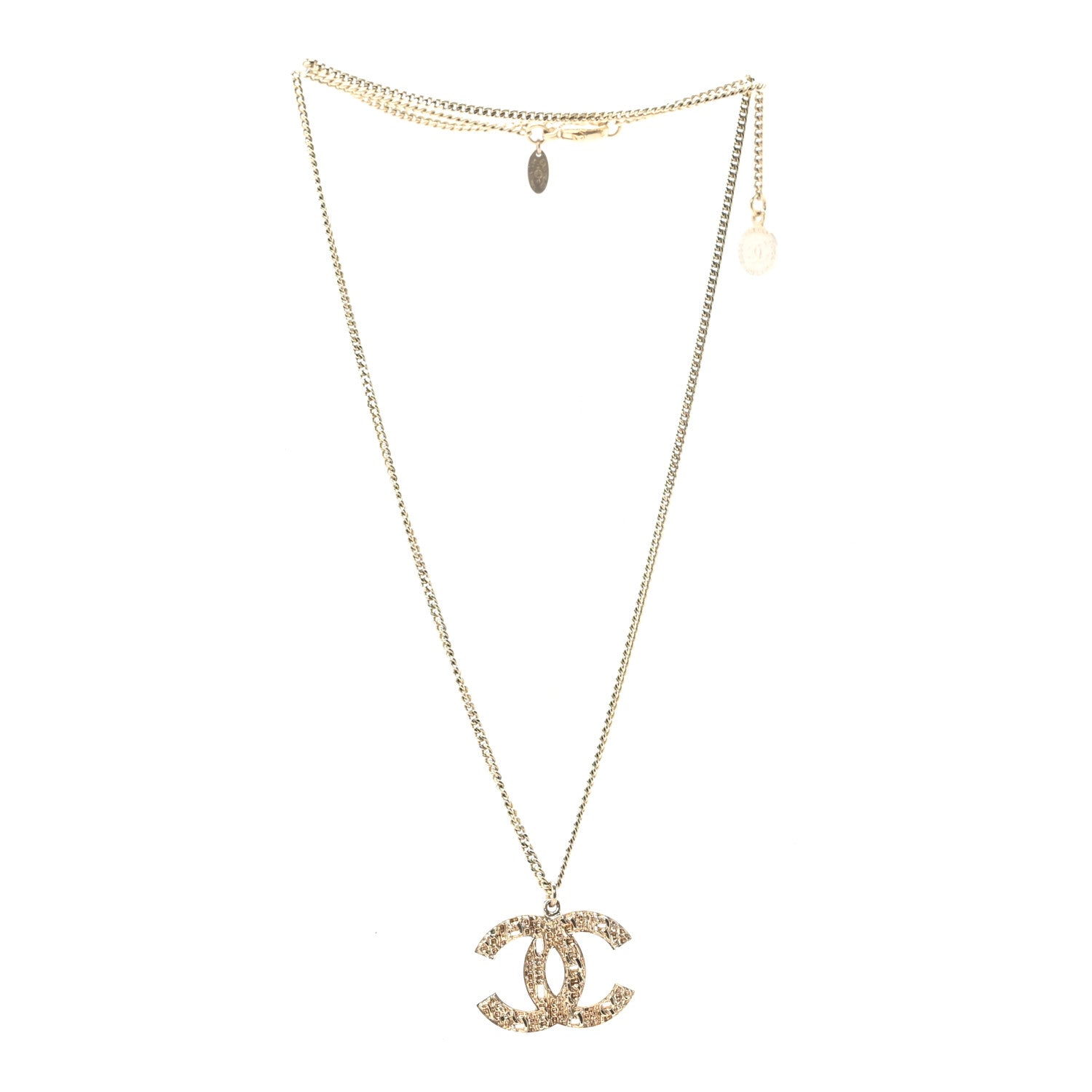 Chanel Tweed Effect CC Necklace Gold 3 of 5