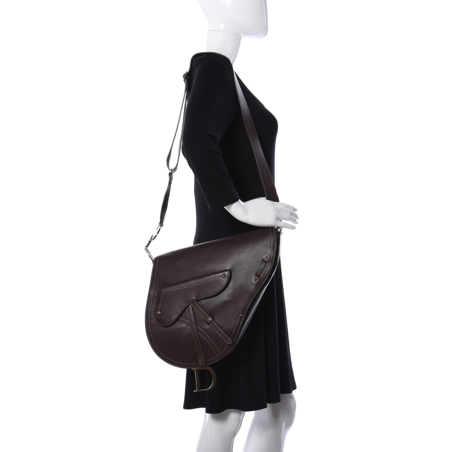 Christian Dior Calfskin Baudrier Saddle Bag Dark Brown 2 of 9
