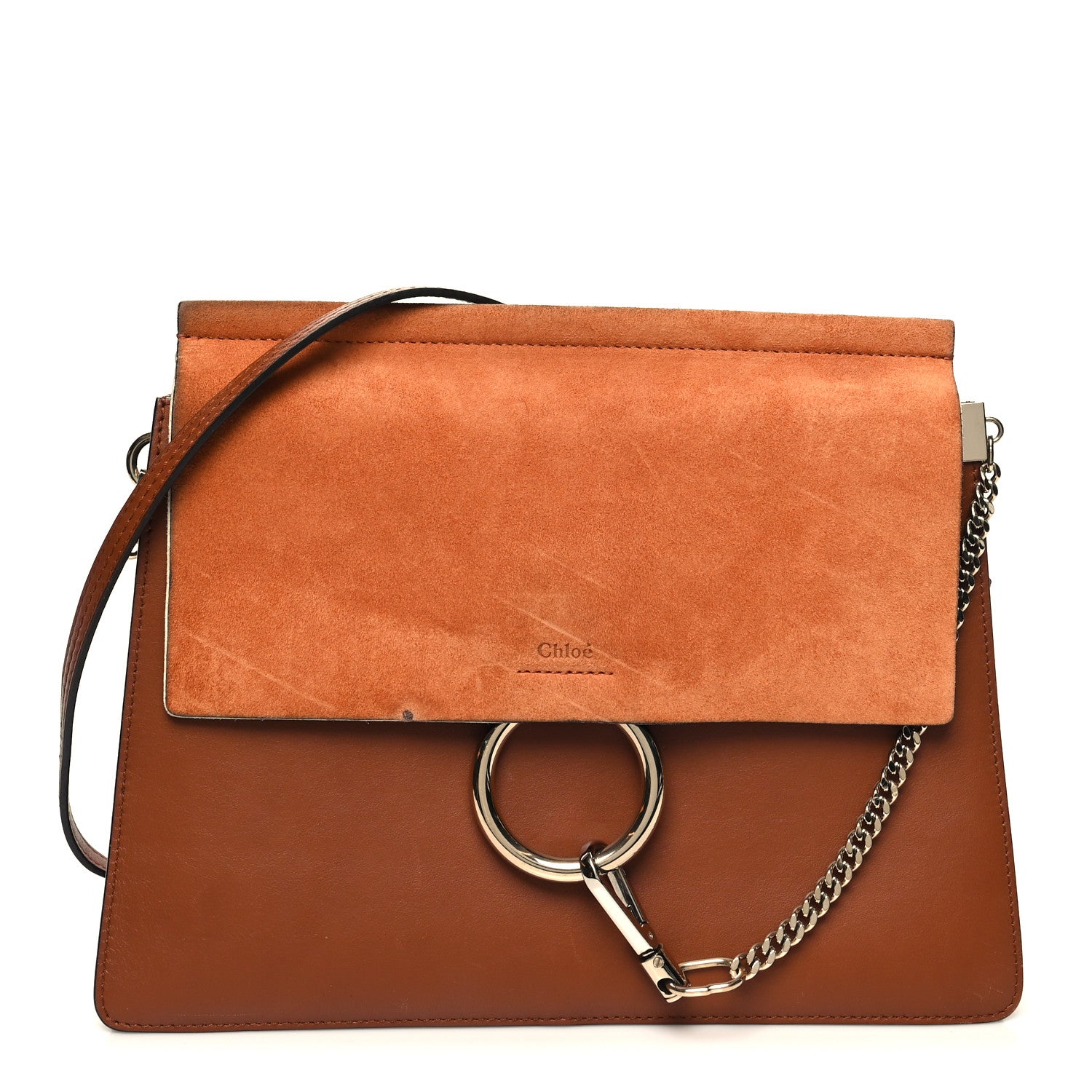 Chloe Suede Calfskin Medium Faye Shoulder Bag Tobacco 1 of 13