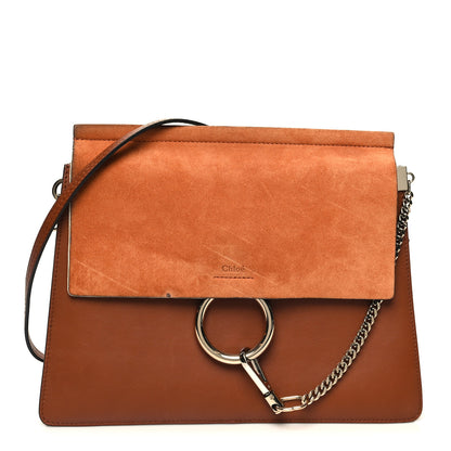 Chloe Suede Calfskin Medium Faye Shoulder Bag Tobacco 1 of 13