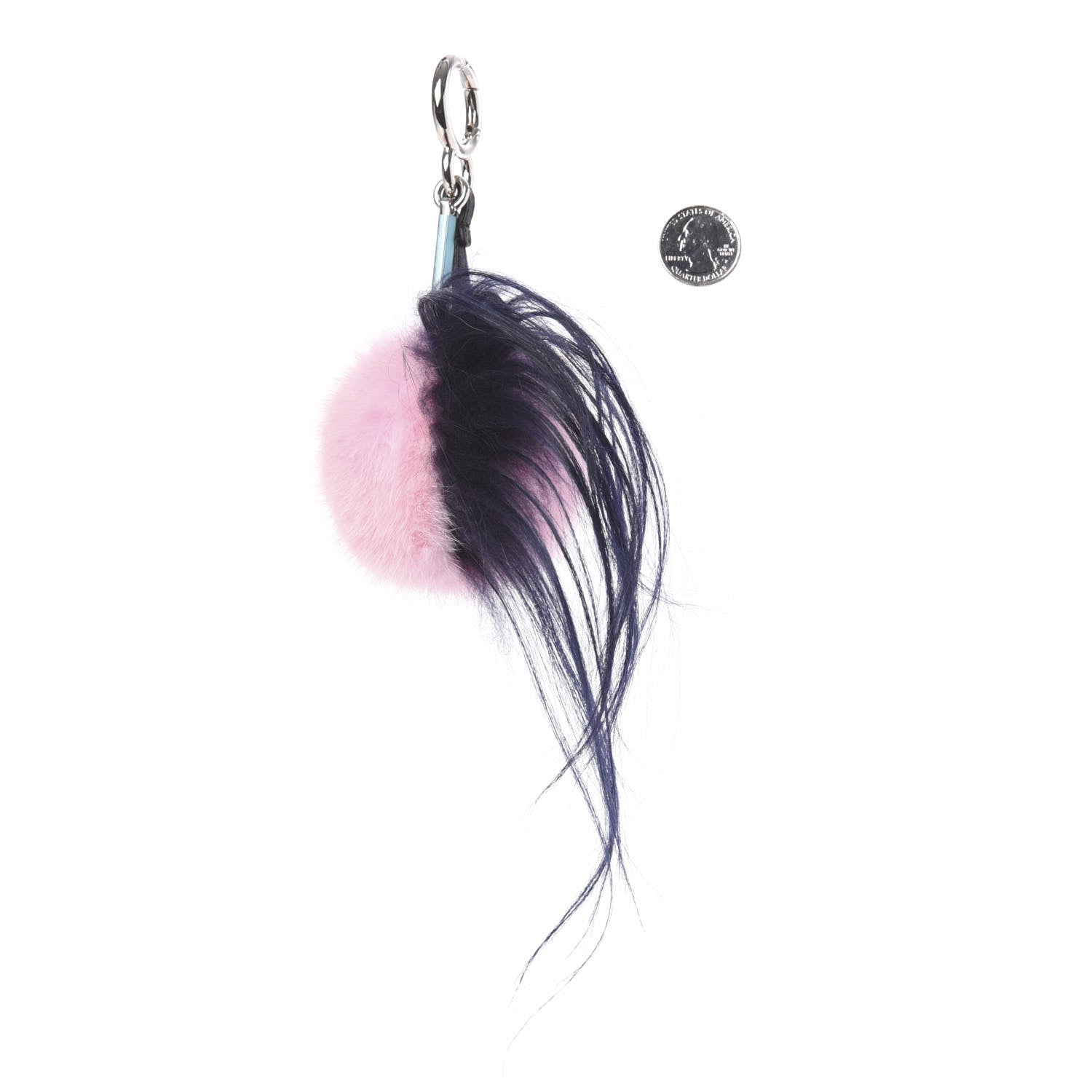 Fendi Mink Goat Fur QuTweet Bag Bug Charm Marshmallow Black 2 of 5