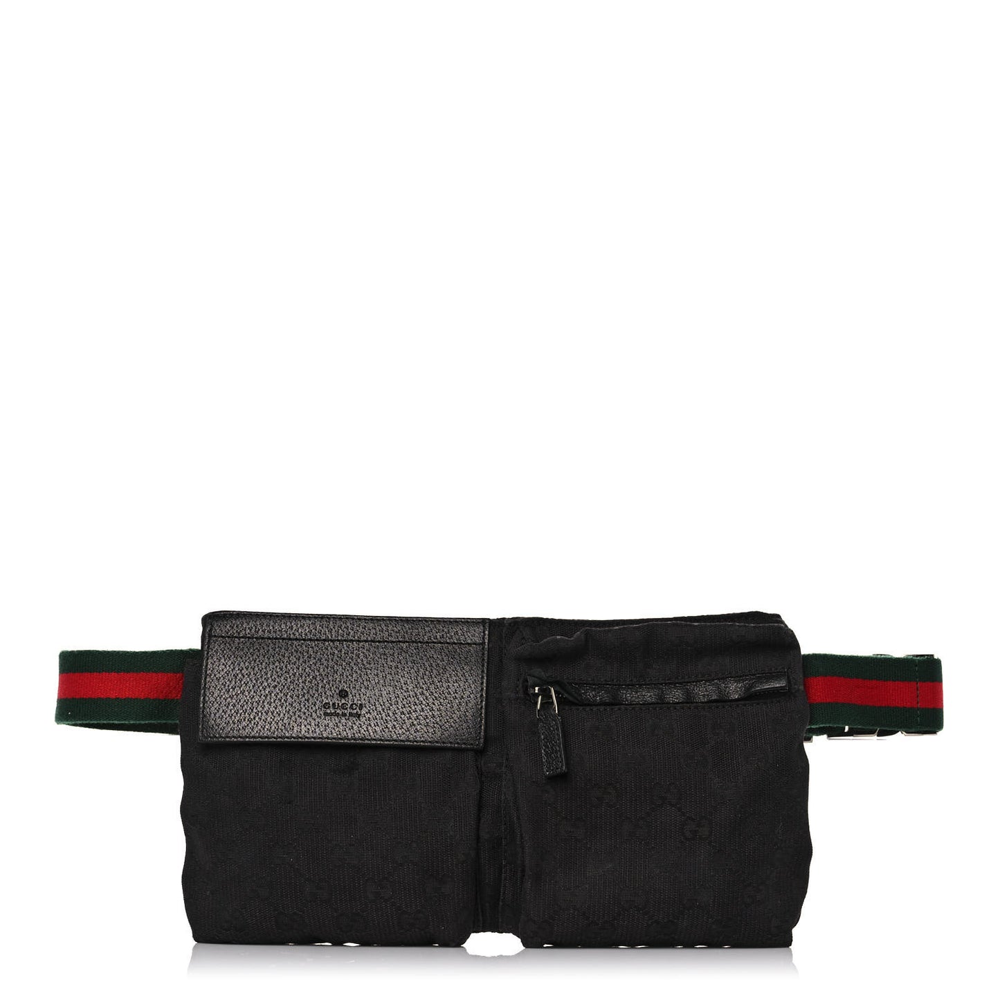 GG Monogram Web Double Pocket Belt Bag Black