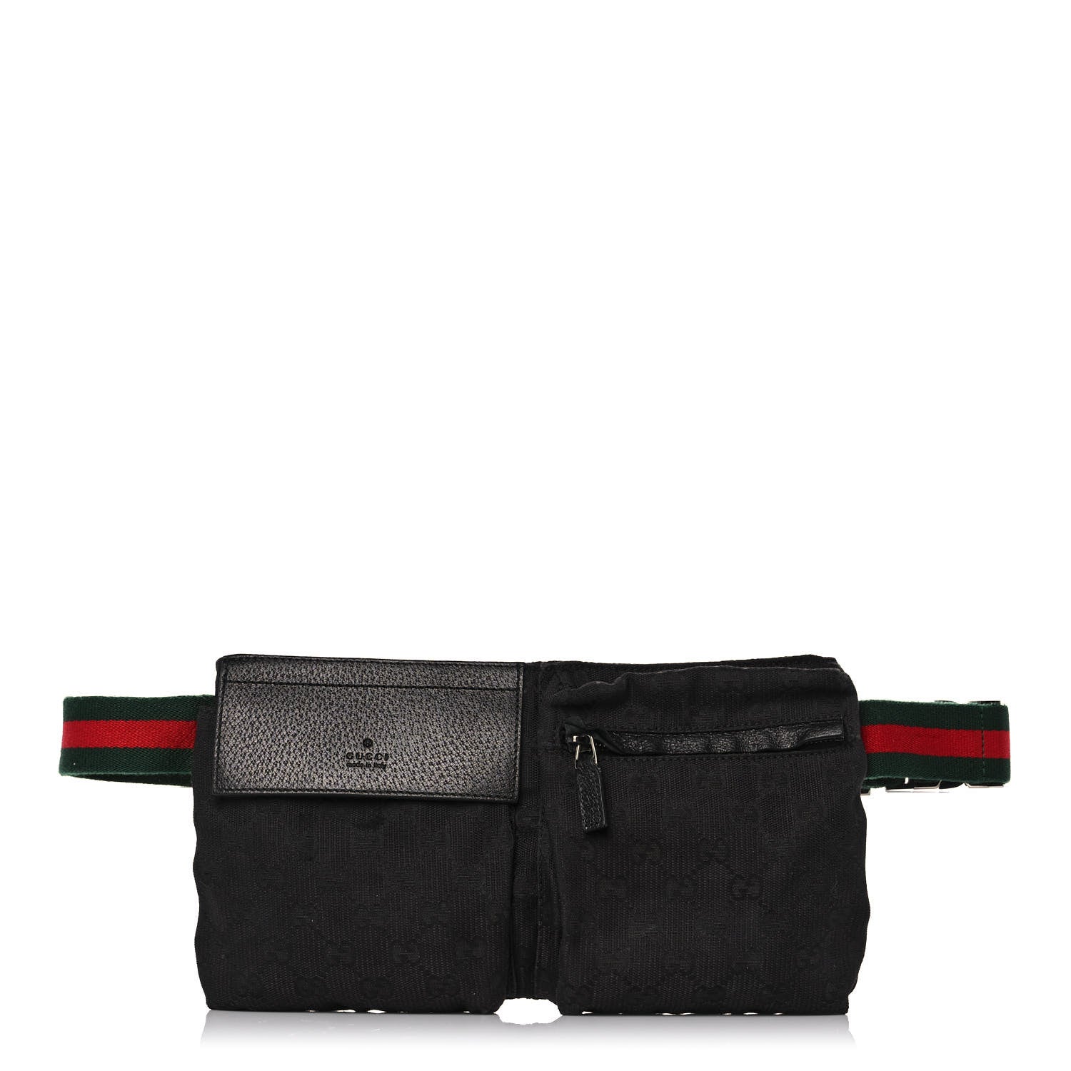 Gucci GG Monogram Web Double Pocket Belt Bag Black 1 of 14