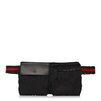 Gucci GG Monogram Web Double Pocket Belt Bag Black 1 of 14