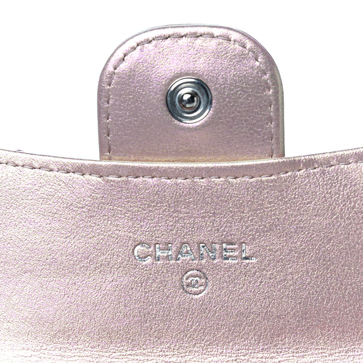Chanel Iridescent Calfskin Quilted Flap Card Holder Wallet Pink 6 of 13