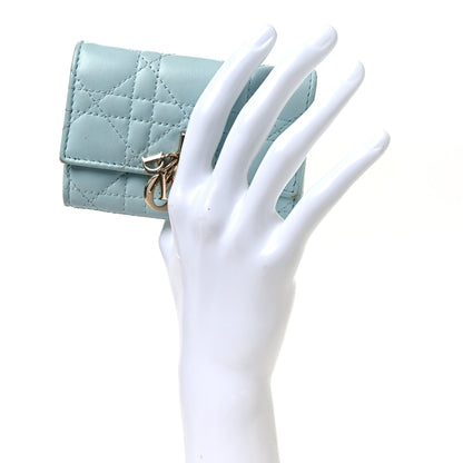Christian Dior Lambskin Cannage Miss Dior Glycine Wallet Blue Green 2 of 11