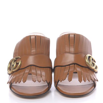 Gucci Malaga Kid GG Marmont Fringe 75mm Slide Sandals 36 Cognac 2 of 8