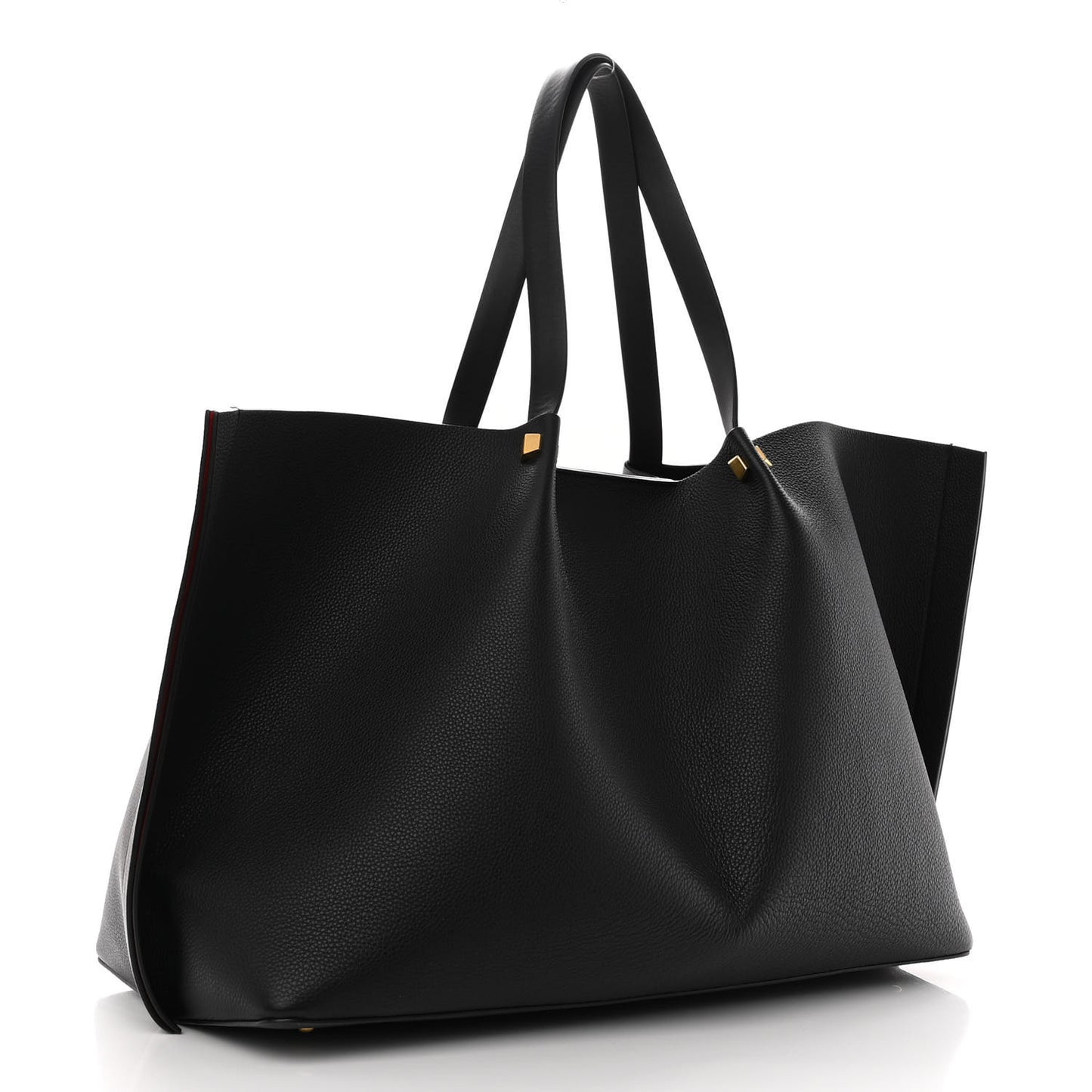 Grainy Calfskin Large VLogo Escape Shopper Black