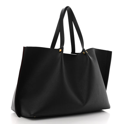 Valentino Garavani Grainy Calfskin Large VLogo Escape Shopper Black 4 of 10