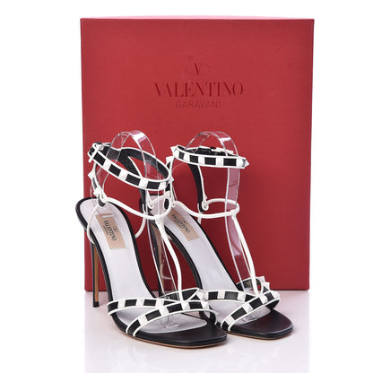 Valentino Garavani Calfskin Free Rockstud Ankle T-Strap 105mm Sandals 39 Black Optic White 8 of 8