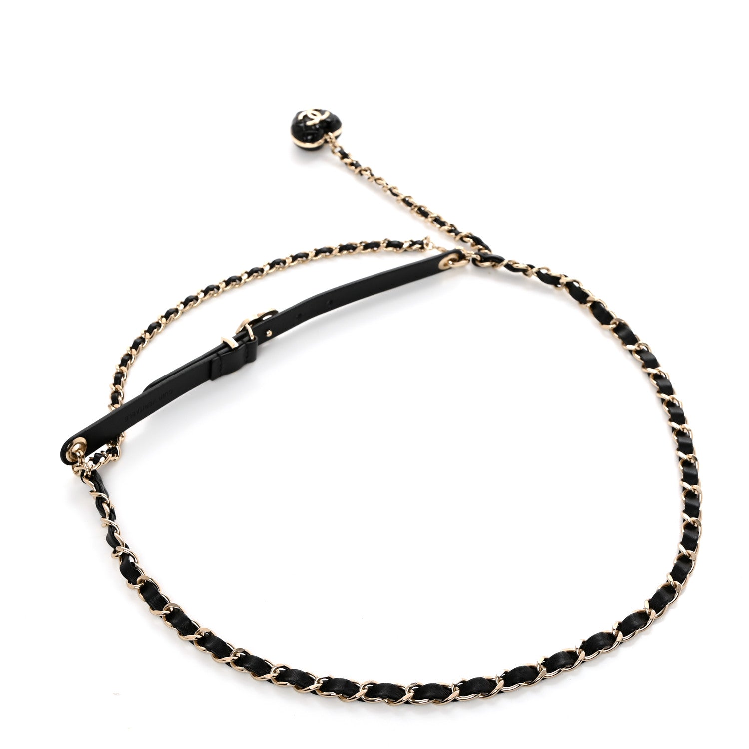 Chanel Lambskin Metal Resin CC Heart Chain Belt 90 36 Black Gold 2 of 6