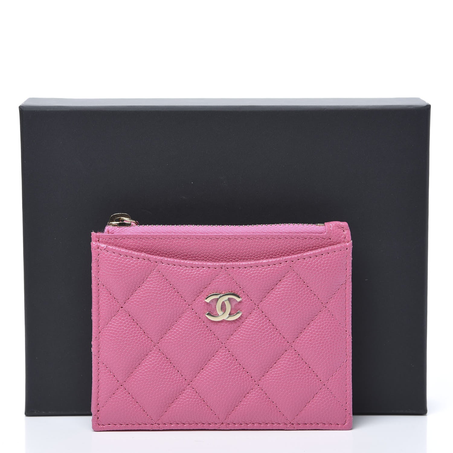 Chanel Caviar Quilted CC Zip Card Holder Pink 8 of 8