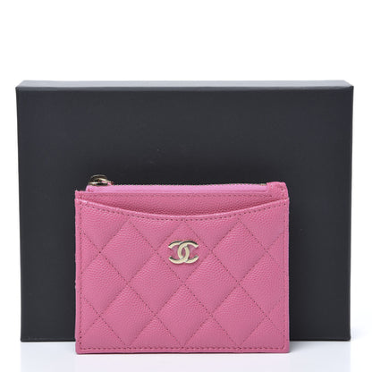 Chanel Caviar Quilted CC Zip Card Holder Pink 8 of 8